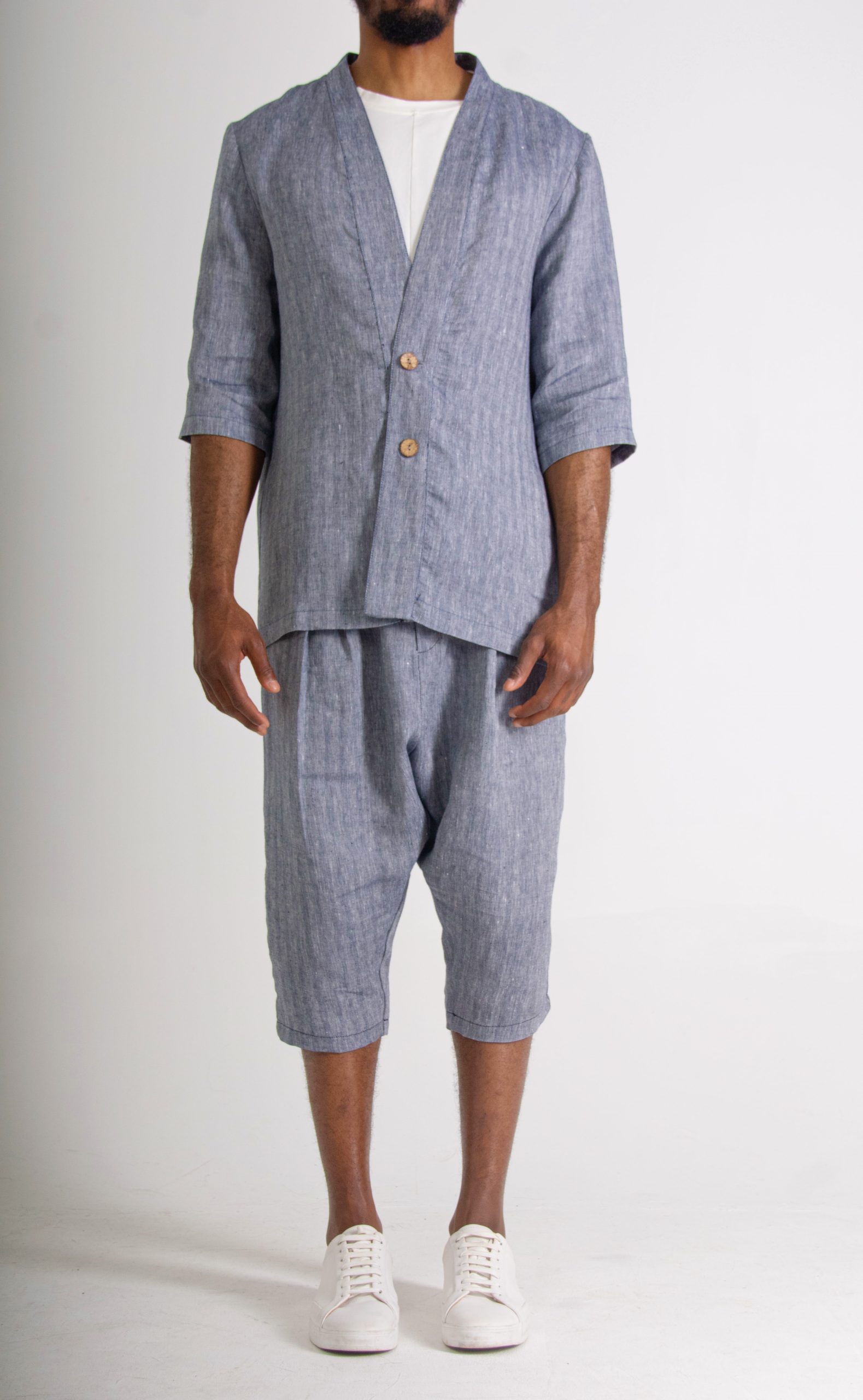 ENSEMBLE kimono bleu denim EN LIN